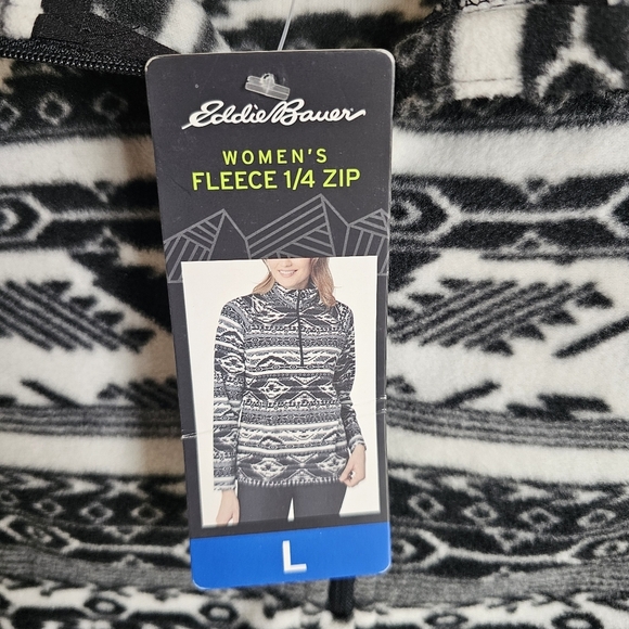 Eddie Bauer Black and White Fleece 1/4 Zip - Picture 2 of 7